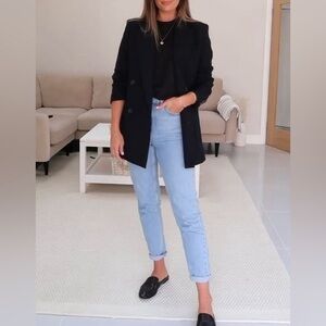 Liz Baker Black Blazer Jacket Shoulder Pads 12